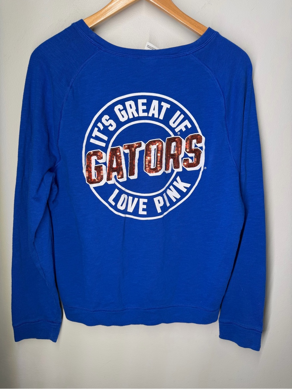 PINK Victoria’s Secret Florida Gators Blue Crewneck Sweatshirt Sequin Logo
